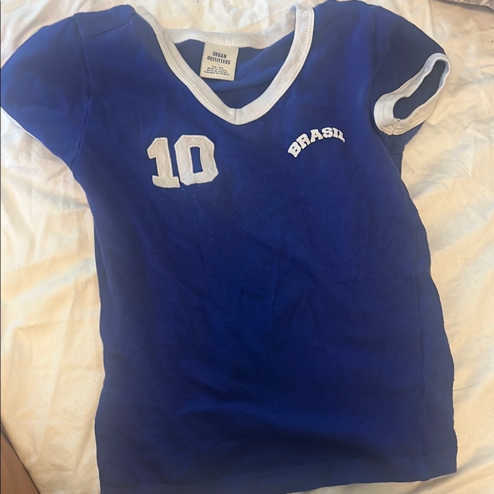 Urban Outfitters Blue and White Jersey Top